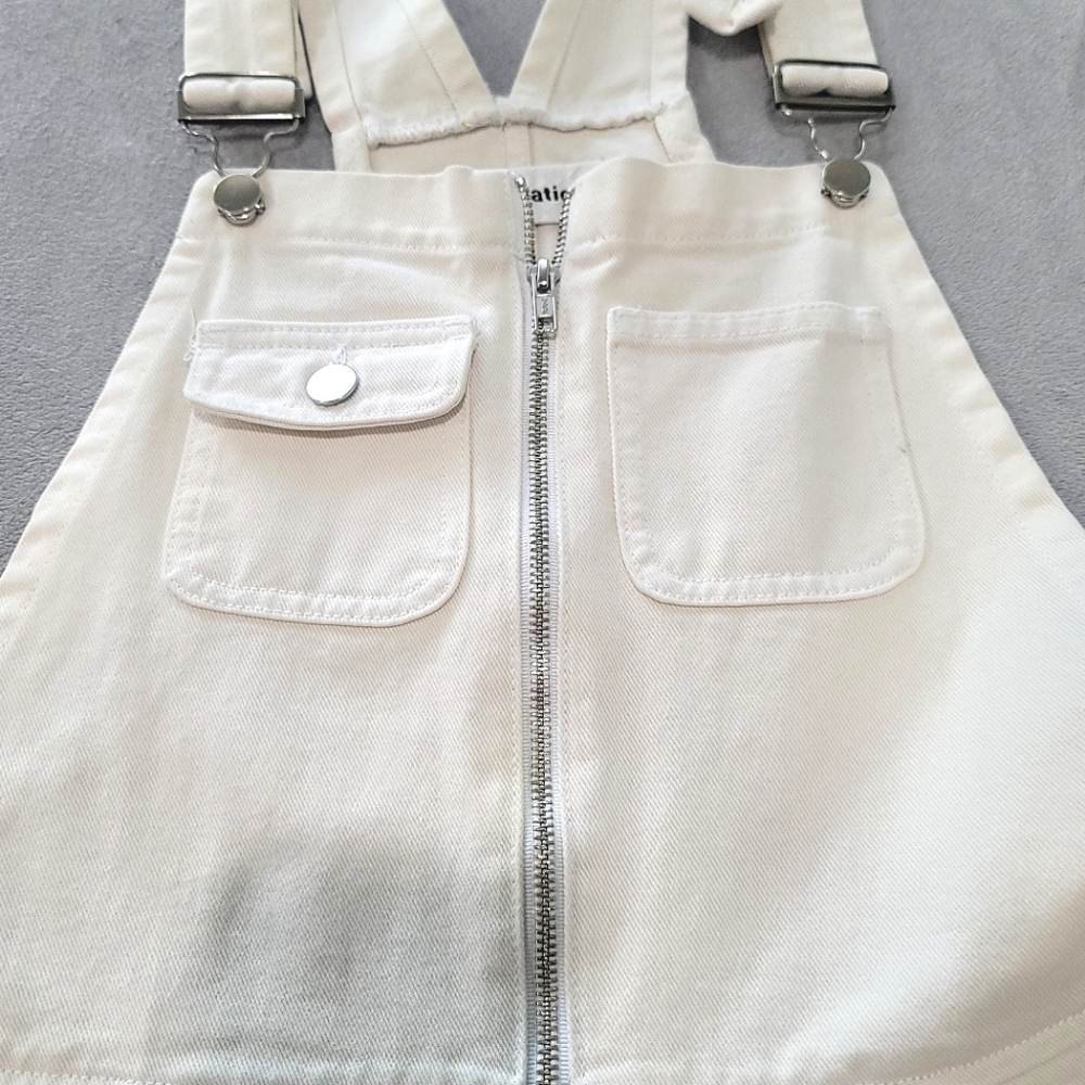 Reformation Benji Overalls Denim Cream Ivory size 10 - Picture 9 of 15